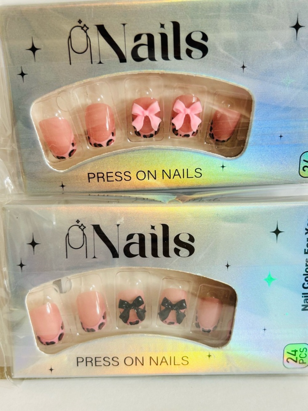 Press-On Pink Bow Accent False